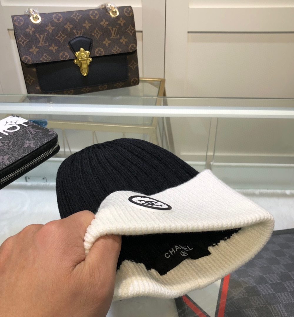 Chanel Beanie In Black & White