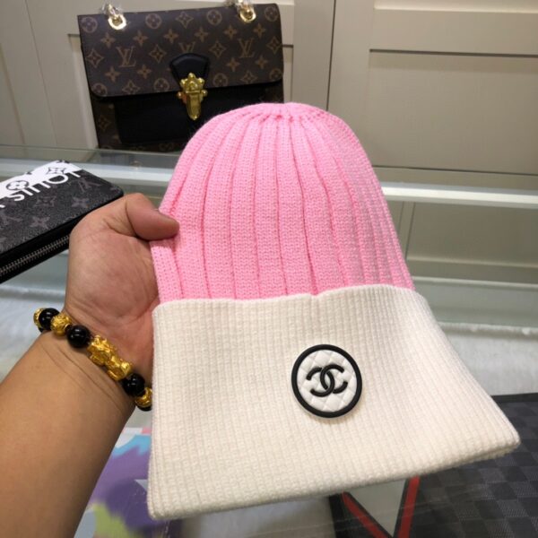 Chanel Beanie In Pink & White