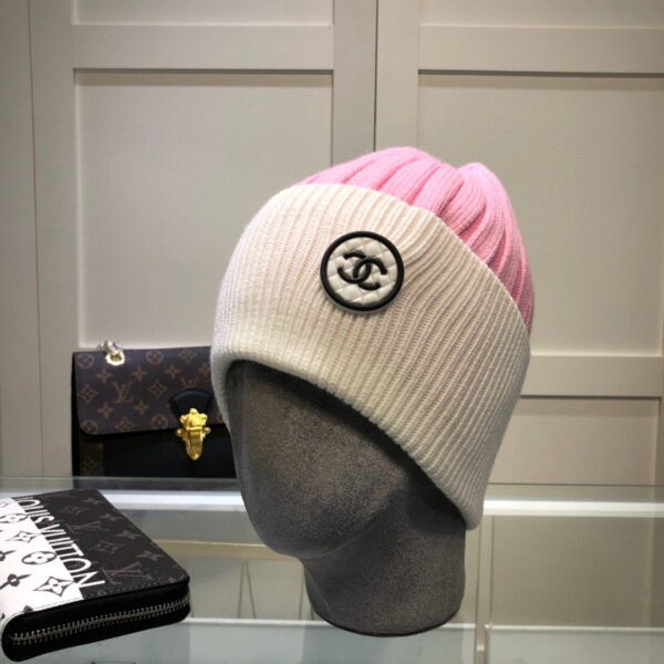 Chanel Beanie In Pink & White