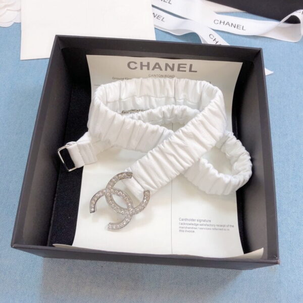 1:1 Replica Chanel Belt Double C Buckle White Silver-Toned Hardware and Strass Women Belt