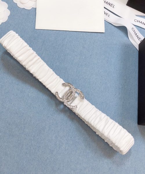 1:1 Replica Chanel Belt Double C Buckle White Silver-Toned Hardware and Strass Women Belt