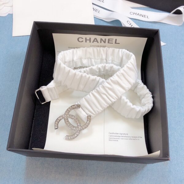 1:1 Replica Chanel Belt Double C Buckle White Silver-Toned Hardware and Strass Women Belt