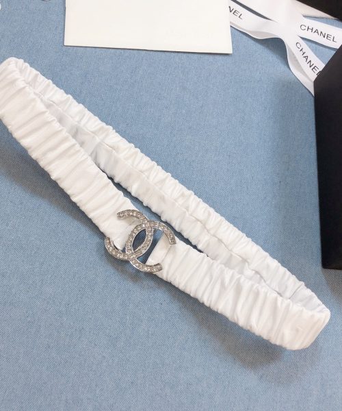 1:1 Replica Chanel Belt Double C Buckle White Silver-Toned Hardware and Strass Women Belt