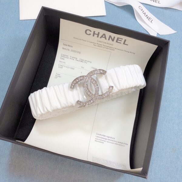 1:1 Replica Chanel Belt Double C Buckle White Silver-Toned Hardware and Strass Women Belt