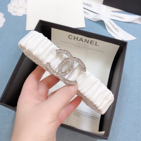 1:1 Replica Chanel Belt Double C Buckle White Silver-Toned Hardware and Strass Women Belt