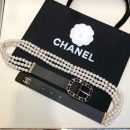 1:1 Replica Chanel Belt In Black Imitation Pearls With Gold-Toned Square Metal and Strass Women Belt