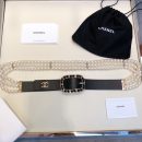 1:1 Replica Chanel Belt In Black Imitation Pearls With Gold-Toned Square Metal and Strass Women Belt
