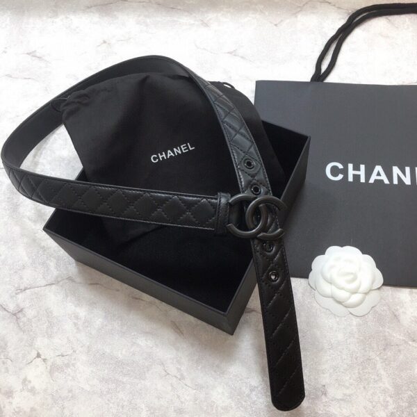 1:1 Replica Chanel Belt Quilted With Double C Buckle Black With Black Hardware Women Belt