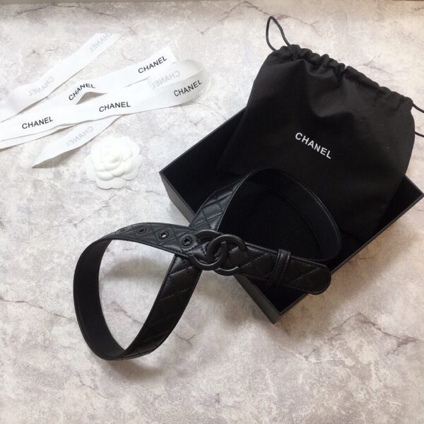 1:1 Replica Chanel Belt Quilted With Double C Buckle Black With Black Hardware Women Belt