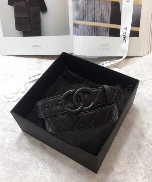 1:1 Replica Chanel Belt Quilted With Double C Buckle Black With Black Hardware Women Belt