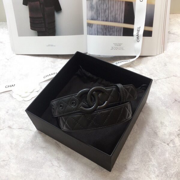 1:1 Replica Chanel Belt Quilted With Double C Buckle Black With Black Hardware Women Belt