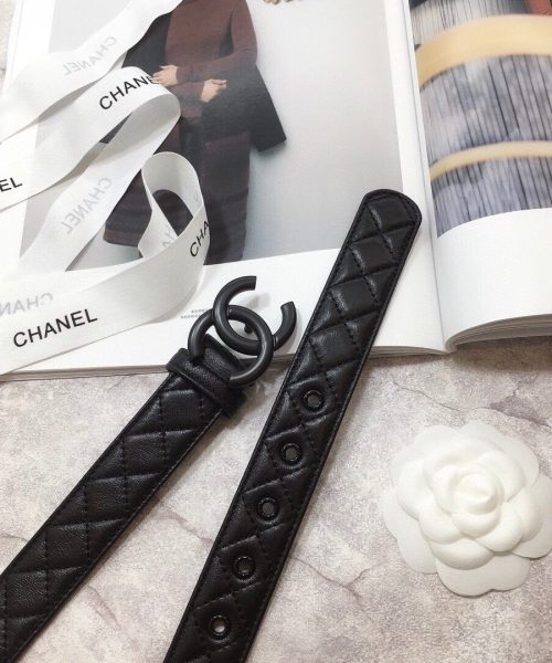 1:1 Replica Chanel Belt Quilted With Double C Buckle Black With Black Hardware Women Belt