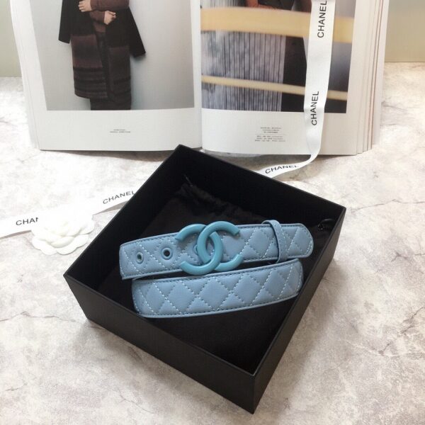 1:1 Replica Chanel Belt Quilted With Double C Buckle Light Blue With Light Blue Hardware Women Belt