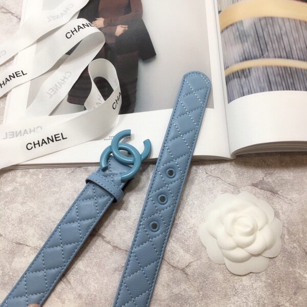 1:1 Replica Chanel Belt Quilted With Double C Buckle Light Blue With Light Blue Hardware Women Belt