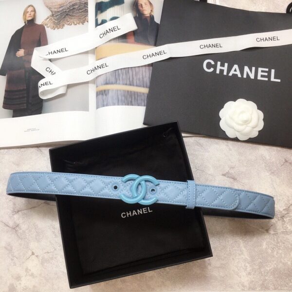1:1 Replica Chanel Belt Quilted With Double C Buckle Light Blue With Light Blue Hardware Women Belt