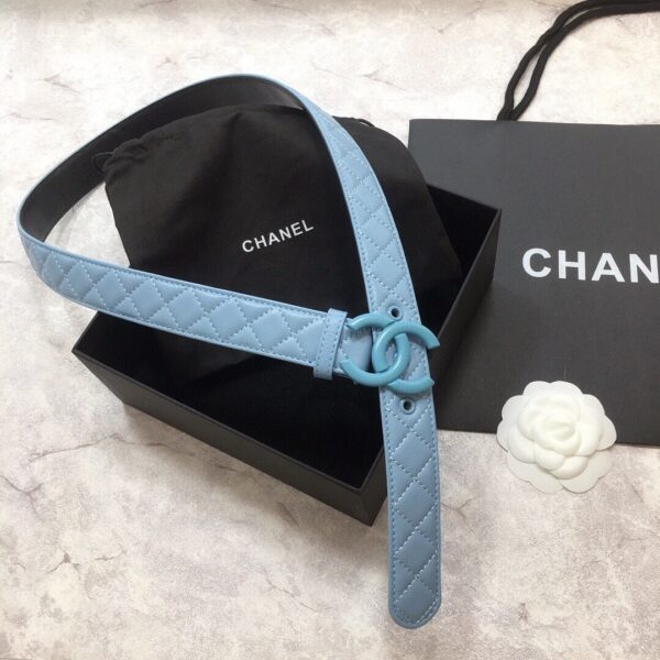 1:1 Replica Chanel Belt Quilted With Double C Buckle Light Blue With Light Blue Hardware Women Belt