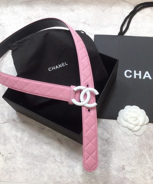 1:1 Replica Chanel Belt Quilted With Double C Buckle Pink With Silver Hardware Women Belt