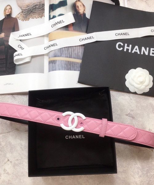 1:1 Replica Chanel Belt Quilted With Double C Buckle Pink With Silver Hardware Women Belt