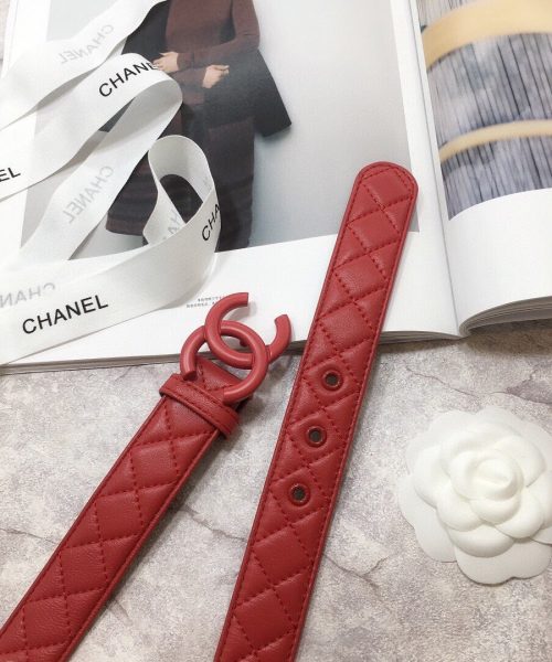 1:1 Replica Chanel Belt Quilted With Double C Buckle Red With Red Hardware Women Belt