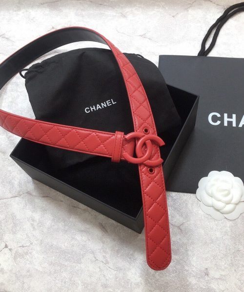 1:1 Replica Chanel Belt Quilted With Double C Buckle Red With Red Hardware Women Belt