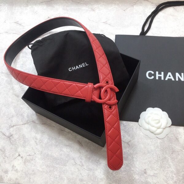 1:1 Replica Chanel Belt Quilted With Double C Buckle Red With Red Hardware Women Belt