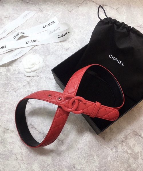 1:1 Replica Chanel Belt Quilted With Double C Buckle Red With Red Hardware Women Belt