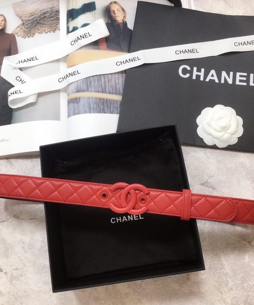 1:1 Replica Chanel Belt Quilted With Double C Buckle Red With Red Hardware Women Belt