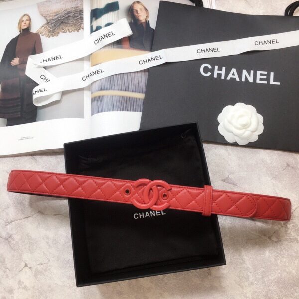 1:1 Replica Chanel Belt Quilted With Double C Buckle Red With Red Hardware Women Belt