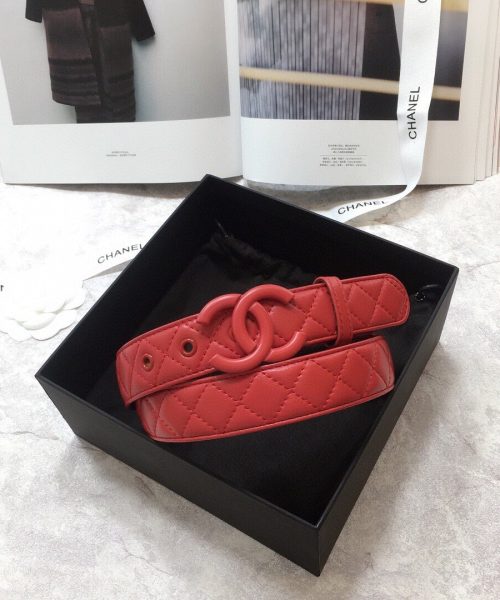 1:1 Replica Chanel Belt Quilted With Double C Buckle Red With Red Hardware Women Belt