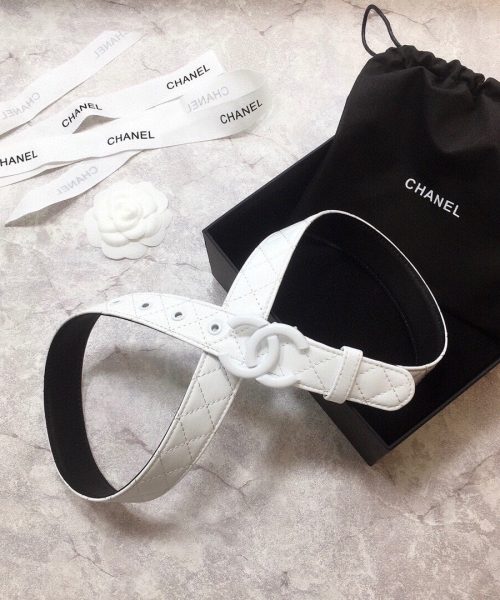 1:1 Replica Chanel Belt Quilted With Double C Buckle White With White Hardware Women Belt
