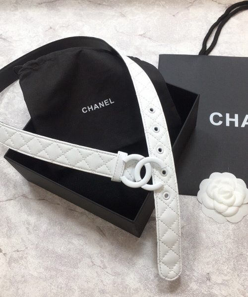 1:1 Replica Chanel Belt Quilted With Double C Buckle White With White Hardware Women Belt