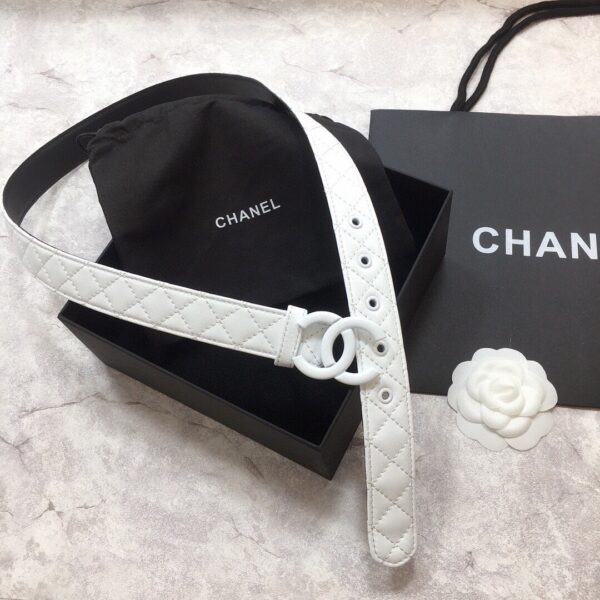 1:1 Replica Chanel Belt Quilted With Double C Buckle White With White Hardware Women Belt