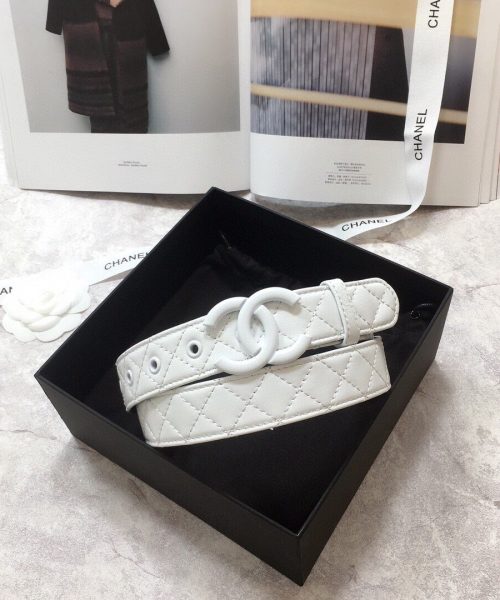 1:1 Replica Chanel Belt Quilted With Double C Buckle White With White Hardware Women Belt