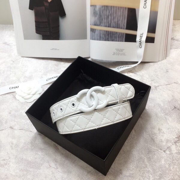1:1 Replica Chanel Belt Quilted With Double C Buckle White With White Hardware Women Belt