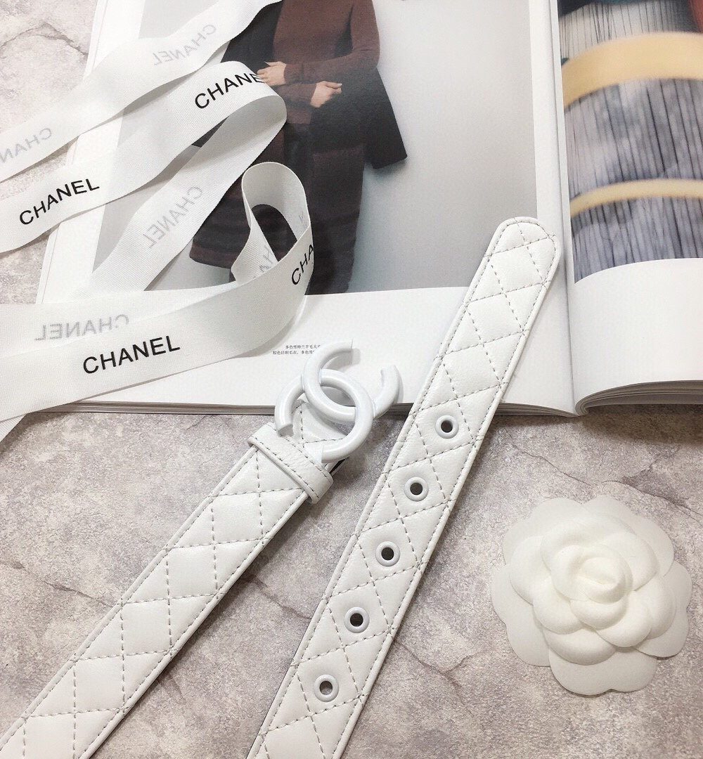 1:1 Replica Chanel Belt Quilted With Double C Buckle White With White Hardware Women Belt