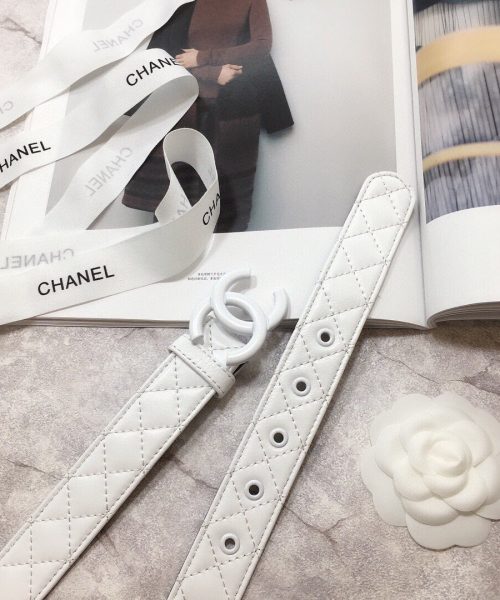 1:1 Replica Chanel Belt Quilted With Double C Buckle White With White Hardware Women Belt