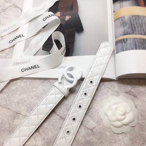 1:1 Replica Chanel Belt Quilted With Double C Buckle White With White Hardware Women Belt