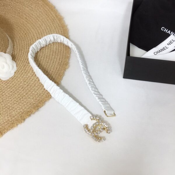 1:1 Replica Chanel Belt Velvet White With Double C Buckle Gold-Toned and Strass Hardware Women Belt