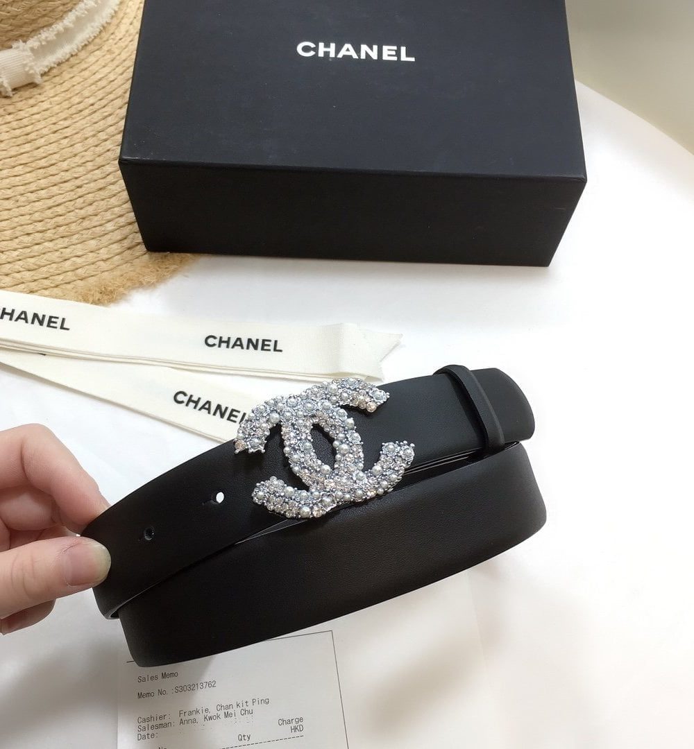 1:1 Replica Chanel Belt With Beaded Buckle Black