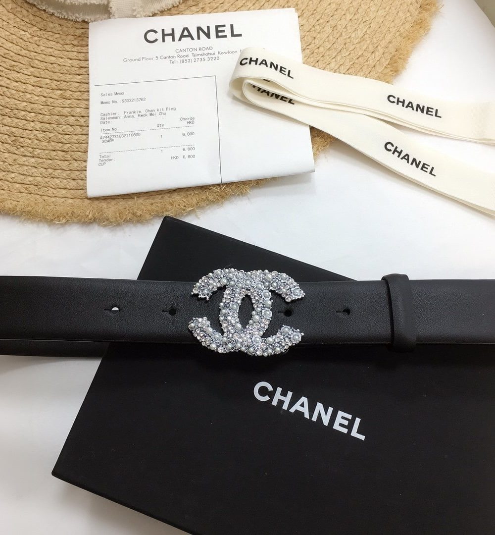 1:1 Replica Chanel Belt With Beaded Buckle Black