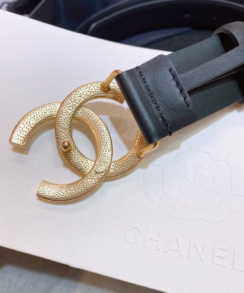 1:1 Replica Chanel Belt With Beaded Buckle Black Gold-Toned Metal and Strass Women Belt