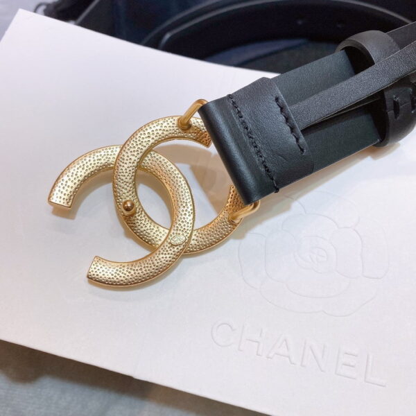 1:1 Replica Chanel Belt With Beaded Buckle Black Gold-Toned Metal and Strass Women Belt
