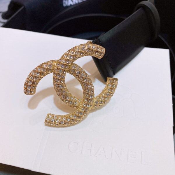 1:1 Replica Chanel Belt With Beaded Buckle Black Gold-Toned Metal and Strass Women Belt