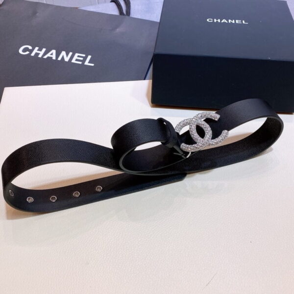 1:1 Replica Chanel Belt With Beaded Buckle Black with Silver Hardware Women Belt