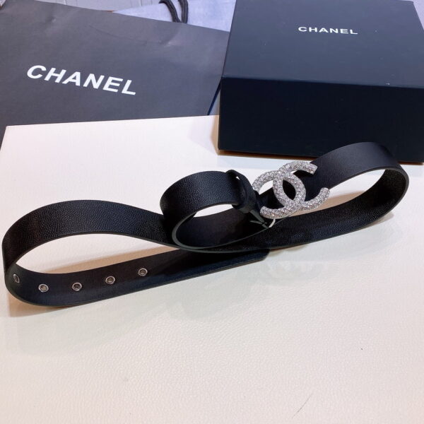 1:1 Replica Chanel Belt With Beaded Buckle Black with Silver Hardware Women Belt