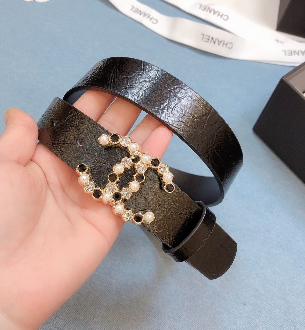 1:1 Replica Chanel Belt With Beaded Buckle Brown Gold-Toned Metal and Strass Women Belt