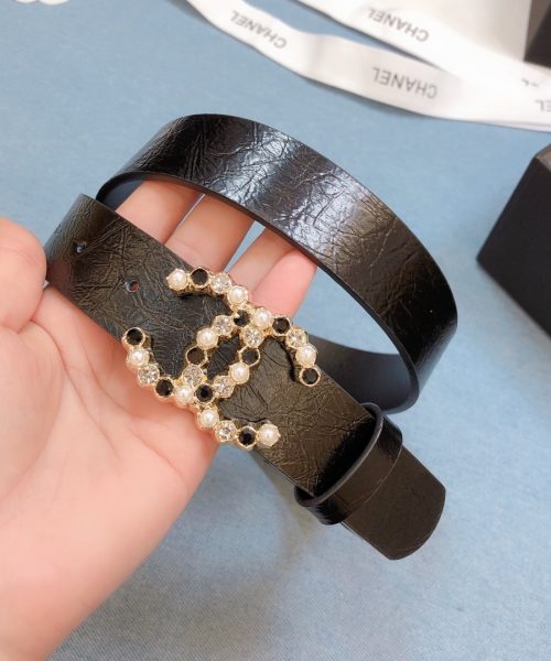 1:1 Replica Chanel Belt With Beaded Buckle Brown Gold-Toned Metal and Strass Women Belt