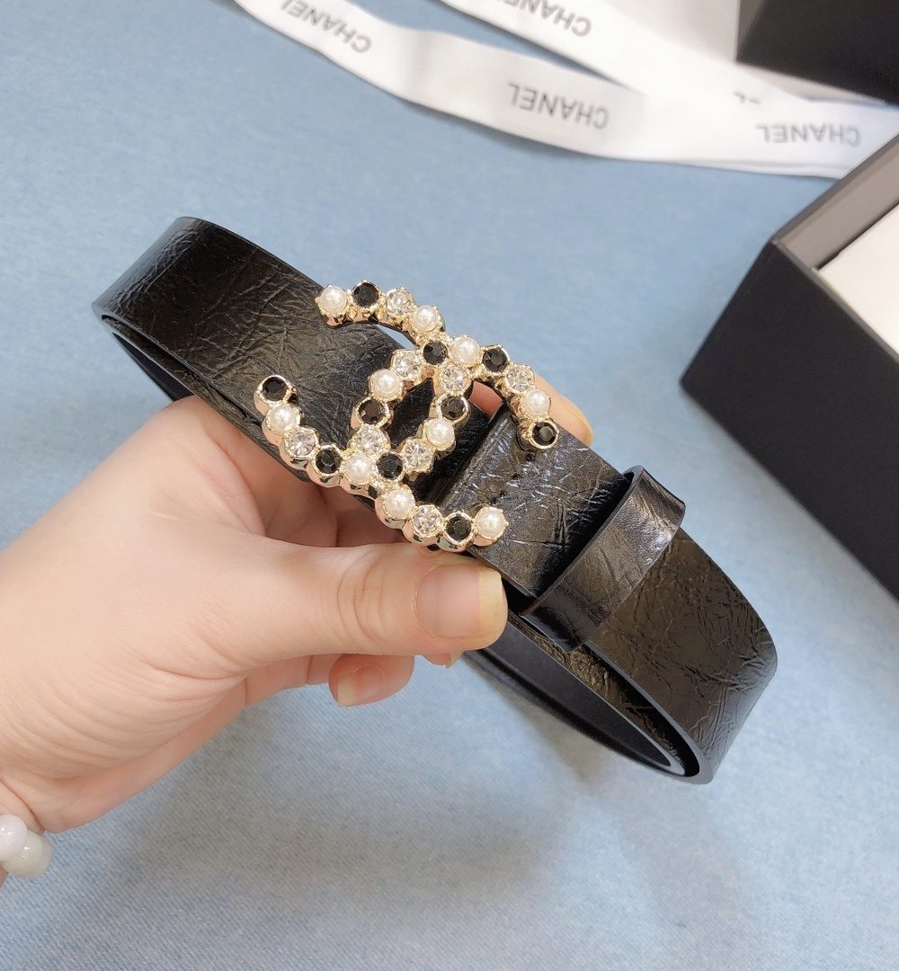 1:1 Replica Chanel Belt With Beaded Buckle Brown Gold-Toned Metal and Strass Women Belt