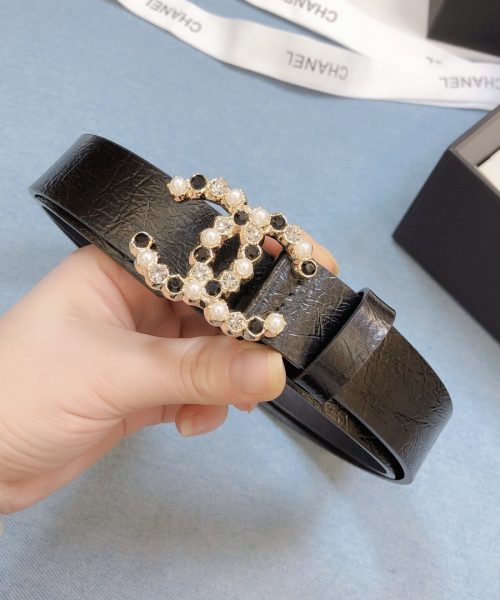 1:1 Replica Chanel Belt With Beaded Buckle Brown Gold-Toned Metal and Strass Women Belt