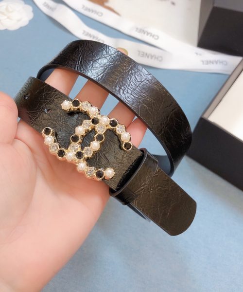 1:1 Replica Chanel Belt With Beaded Buckle Brown Gold-Toned Metal and Strass Women Belt